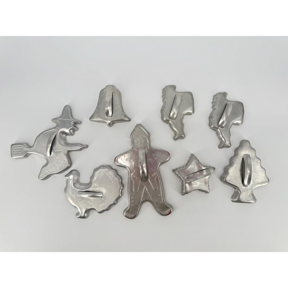 Mirro Other - Vintage Mirro Witch Turkey Santa Cookie Cutter Lot Holiday Assortment 8 pieces